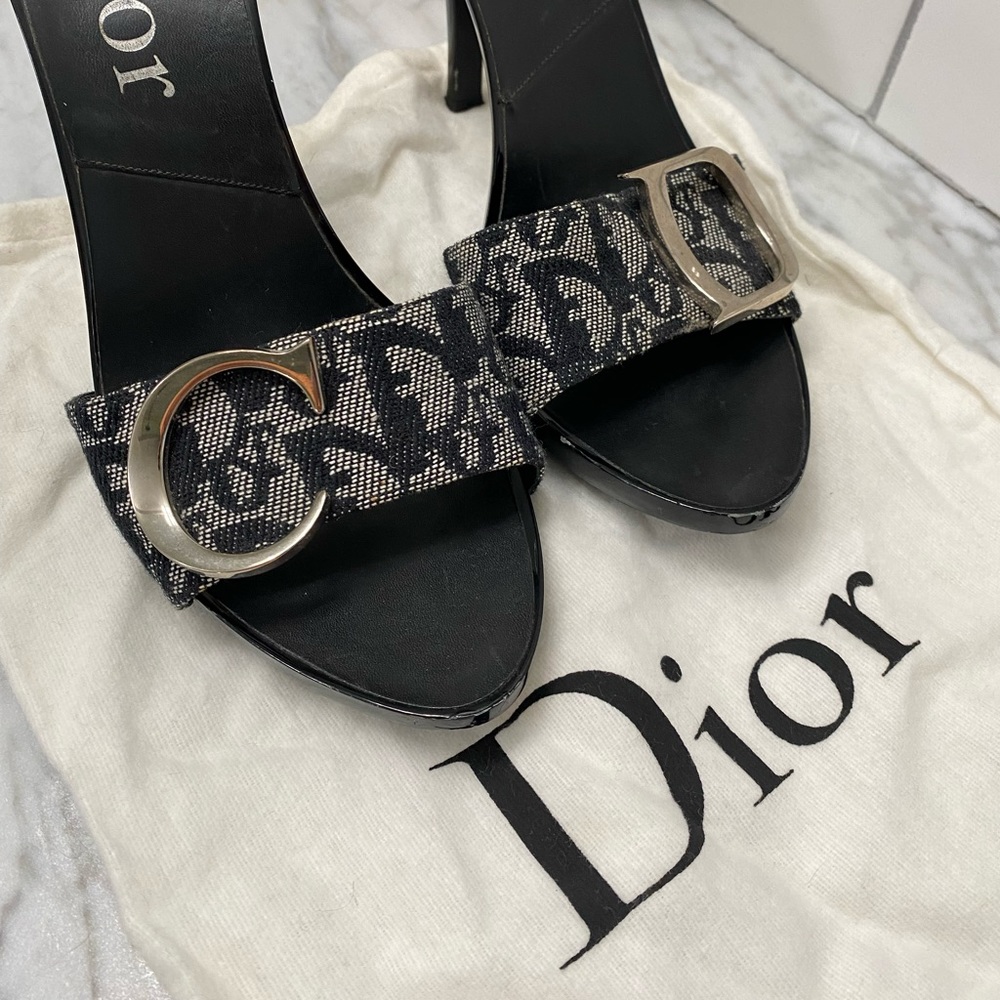 Dior vintage monogram mules sz 7